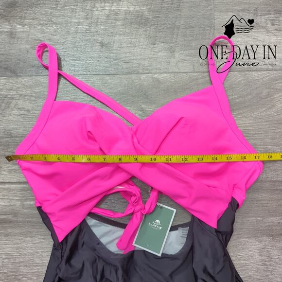 Eomenie Cross Front Cut Out One Piece Swimsuit Size XL - Picture 5 of 7